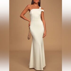Lulus White One-Shoulder Mermaid Maxi Dress